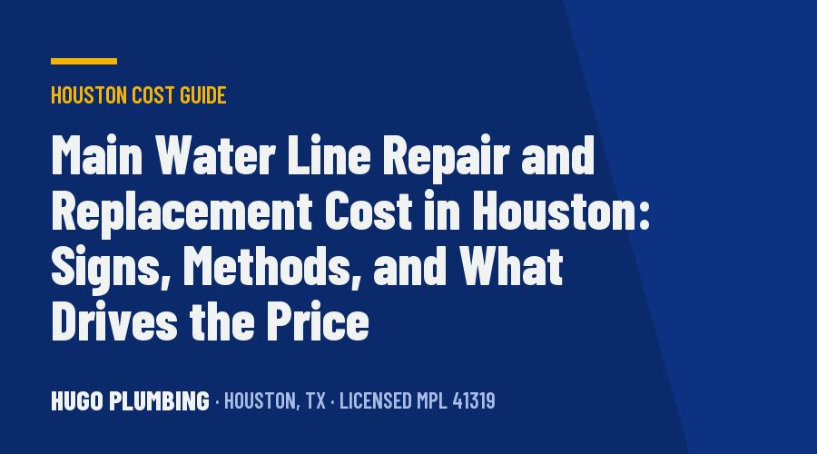 Main Water Line Repair and Replacement Cost in Houston: Signs, Methods, and What Drives the Price