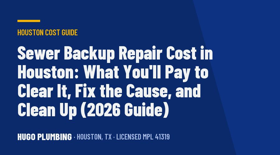 Sewer Backup Repair Cost in Houston: What You'll Pay to Clear It, Fix the Cause, and Clean Up (2026 Guide)