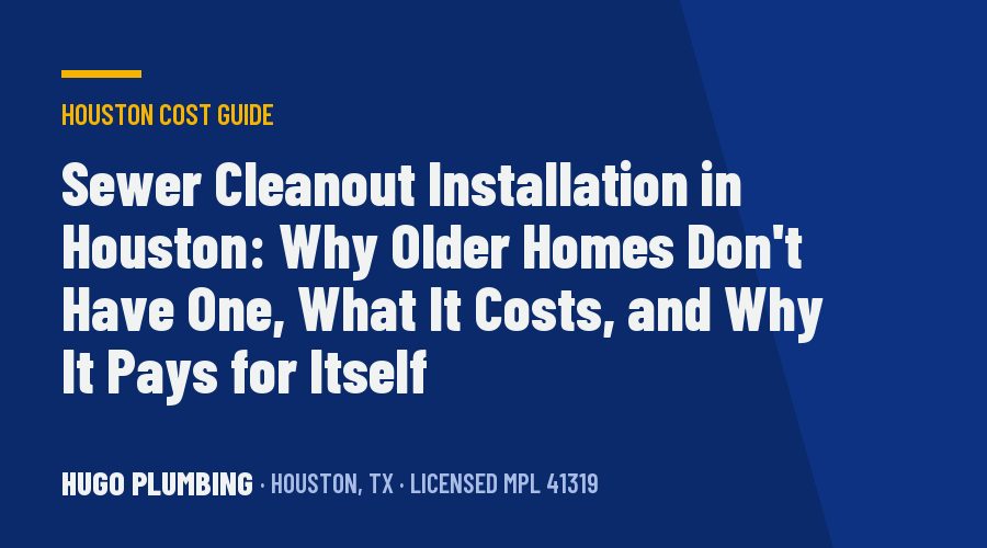 Sewer Cleanout Installation in Houston: Why Older Homes Don't Have One, What It Costs, and Why It Pays for Itself