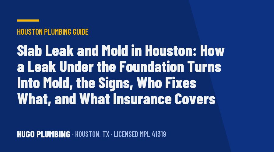 Slab Leak and Mold in Houston: How a Leak Under the Foundation Turns Into Mold, the Signs, Who Fixes What, and What Insurance Covers